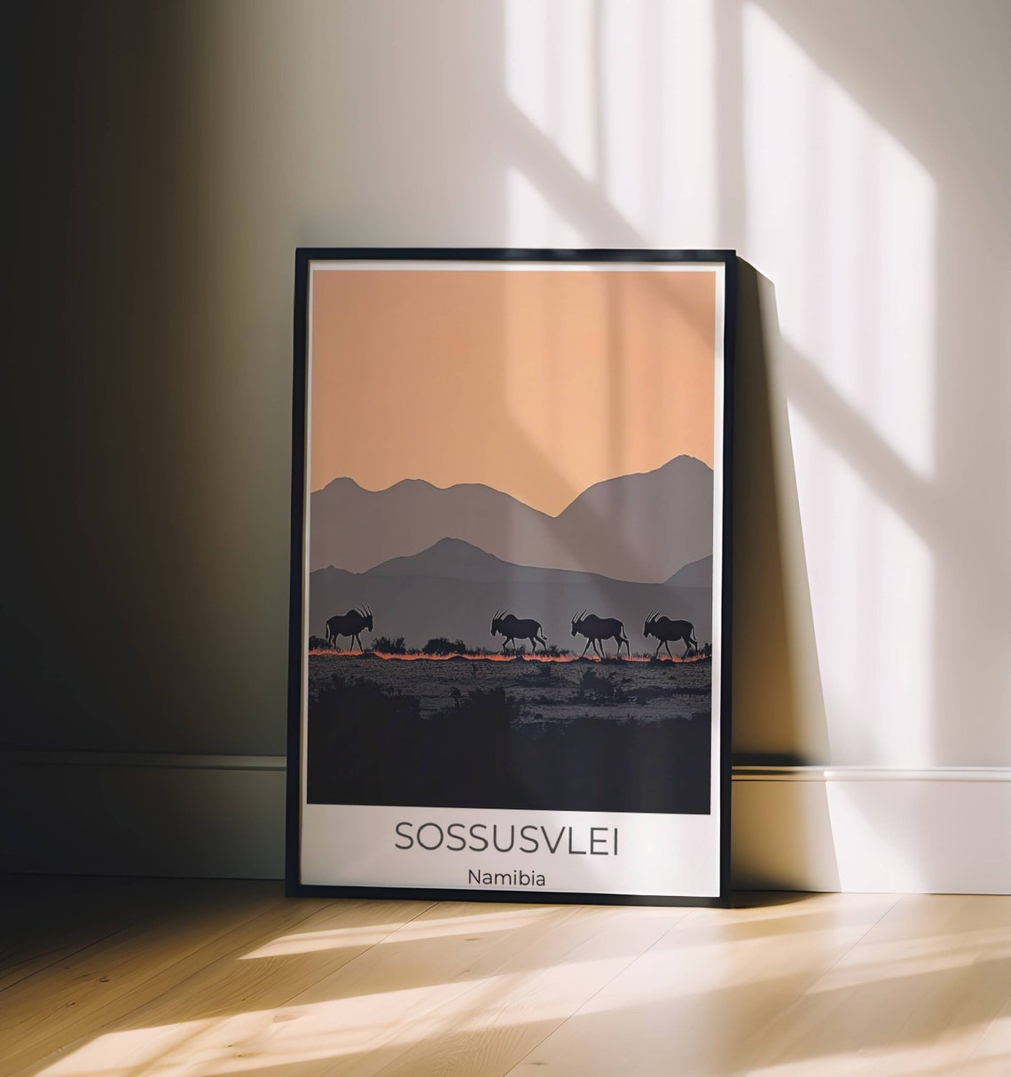 Sossusvlei Namibia Oryx Herd Sunset Minimalist Desert Travel Poster - Image 5