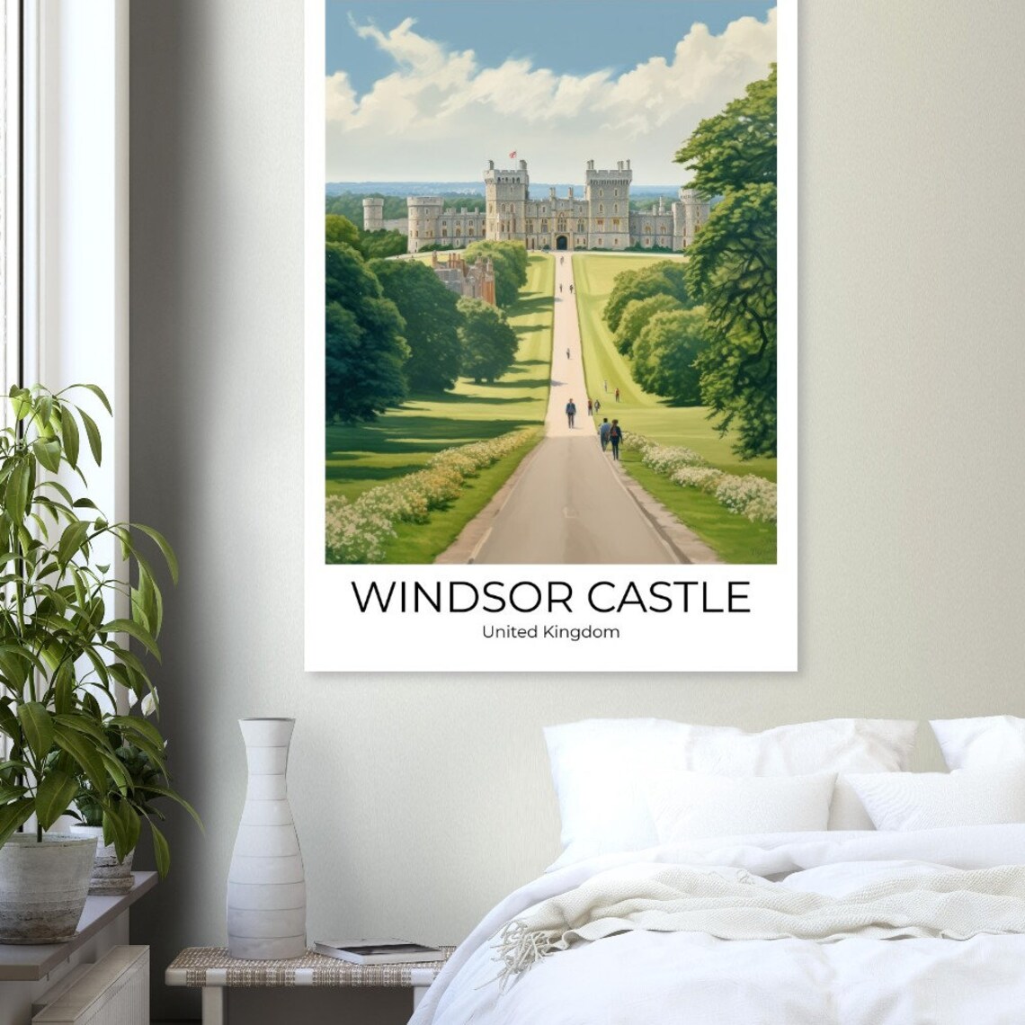 Windsor Castle Long Walk Summer Avenue Green Lawns Travel Poster - Image 2