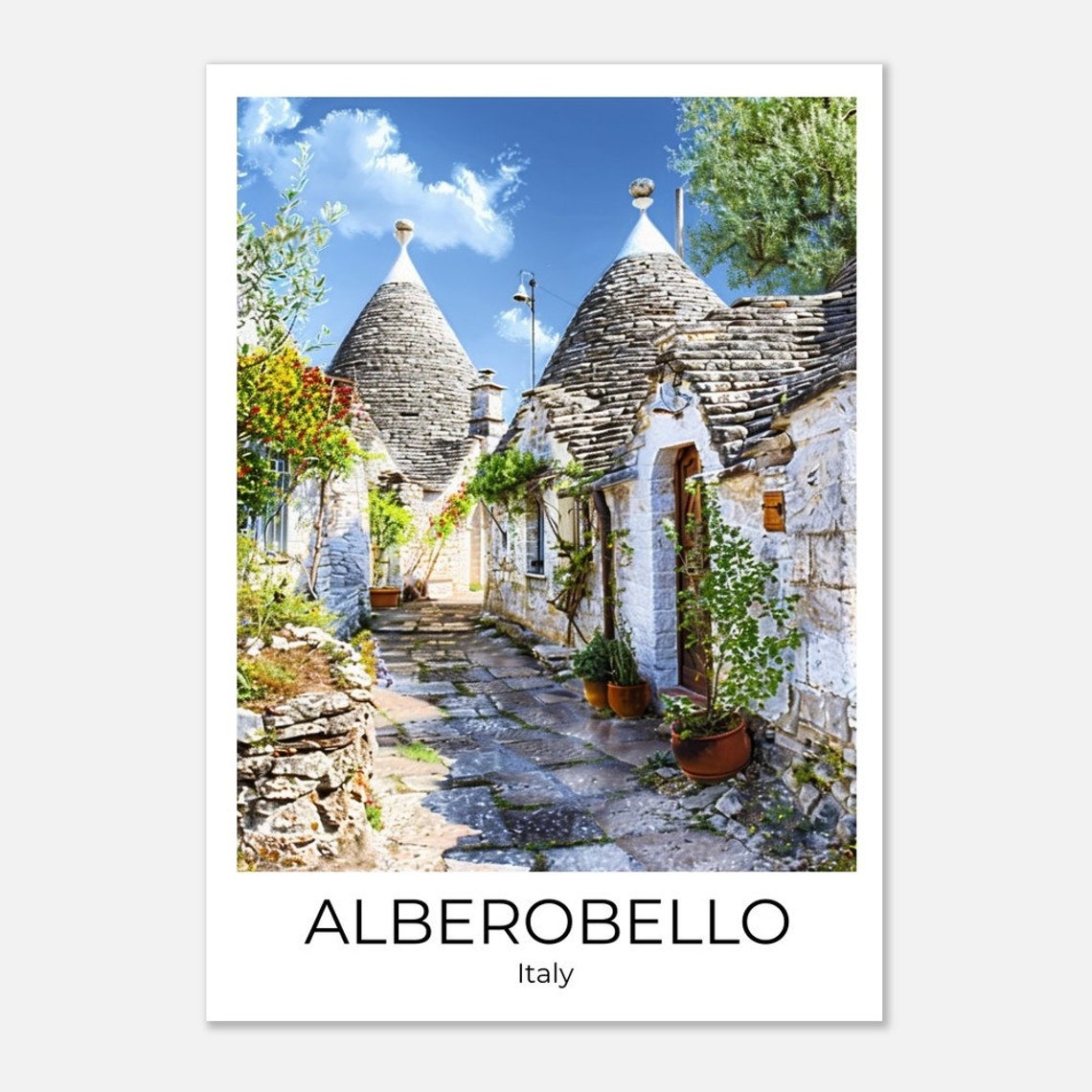 Alberobello Italy Trulli Lane Stone Cone Roofs Photography Poster