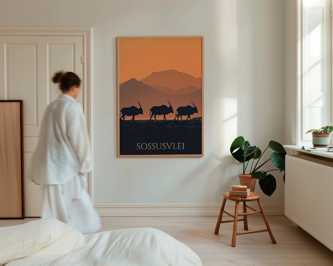 Sossusvlei Namibia Oryx Antelope Sunset Dune Silhouette Poster - Image 5