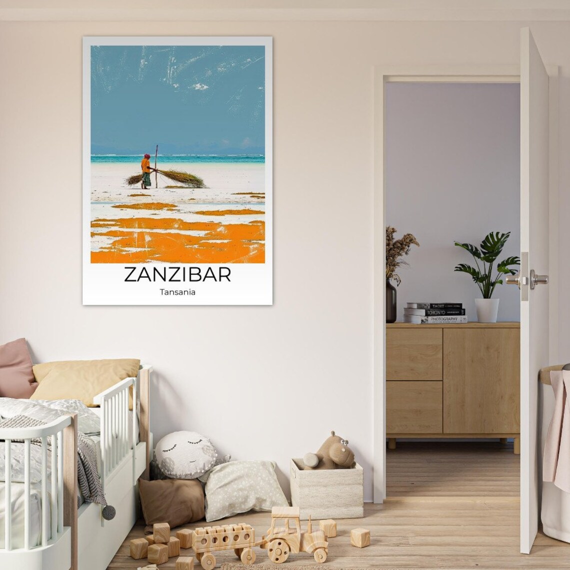 Zanzibar Tanzania White Sand Beach Fisherman Seaweed Travel Poster - Image 3