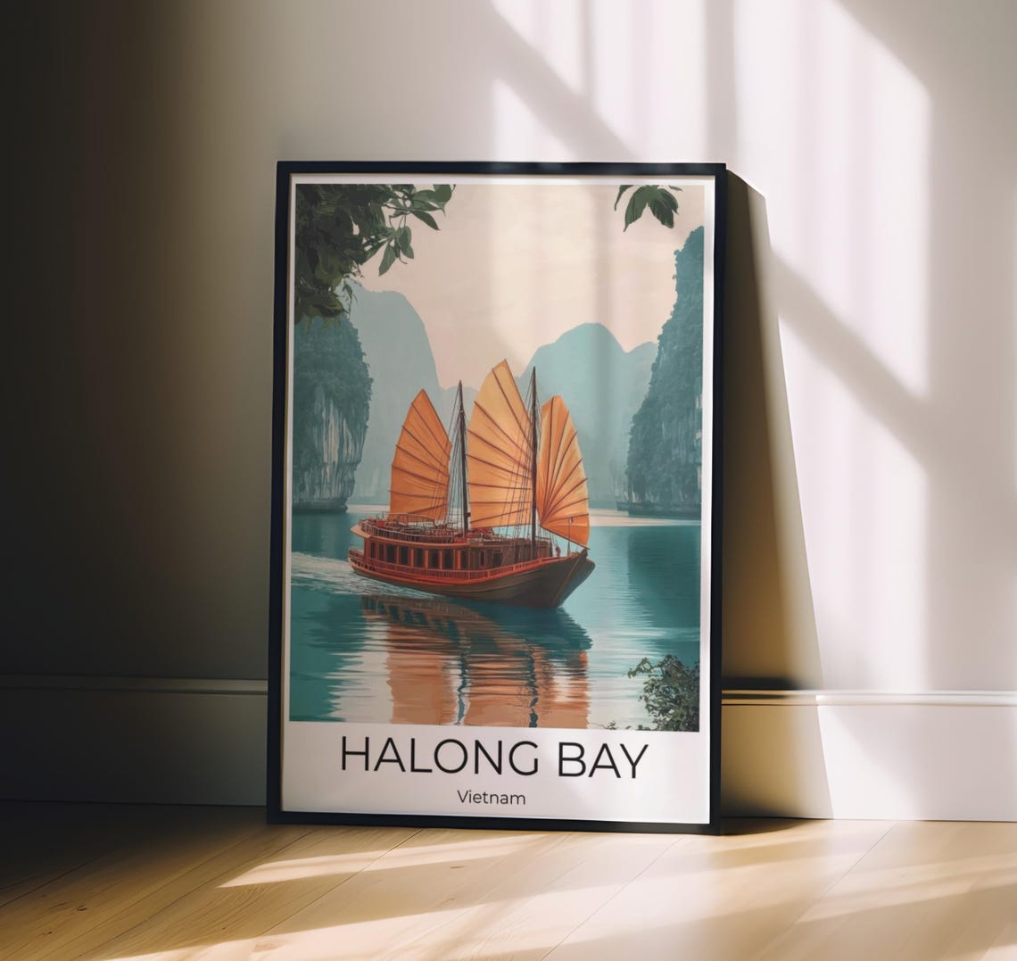 Halong Bay Vietnam Travel Poster Of Vietnam Wall Art Vietnam Travel Vietnam Halonf Bay Wall Decoration - Image 3