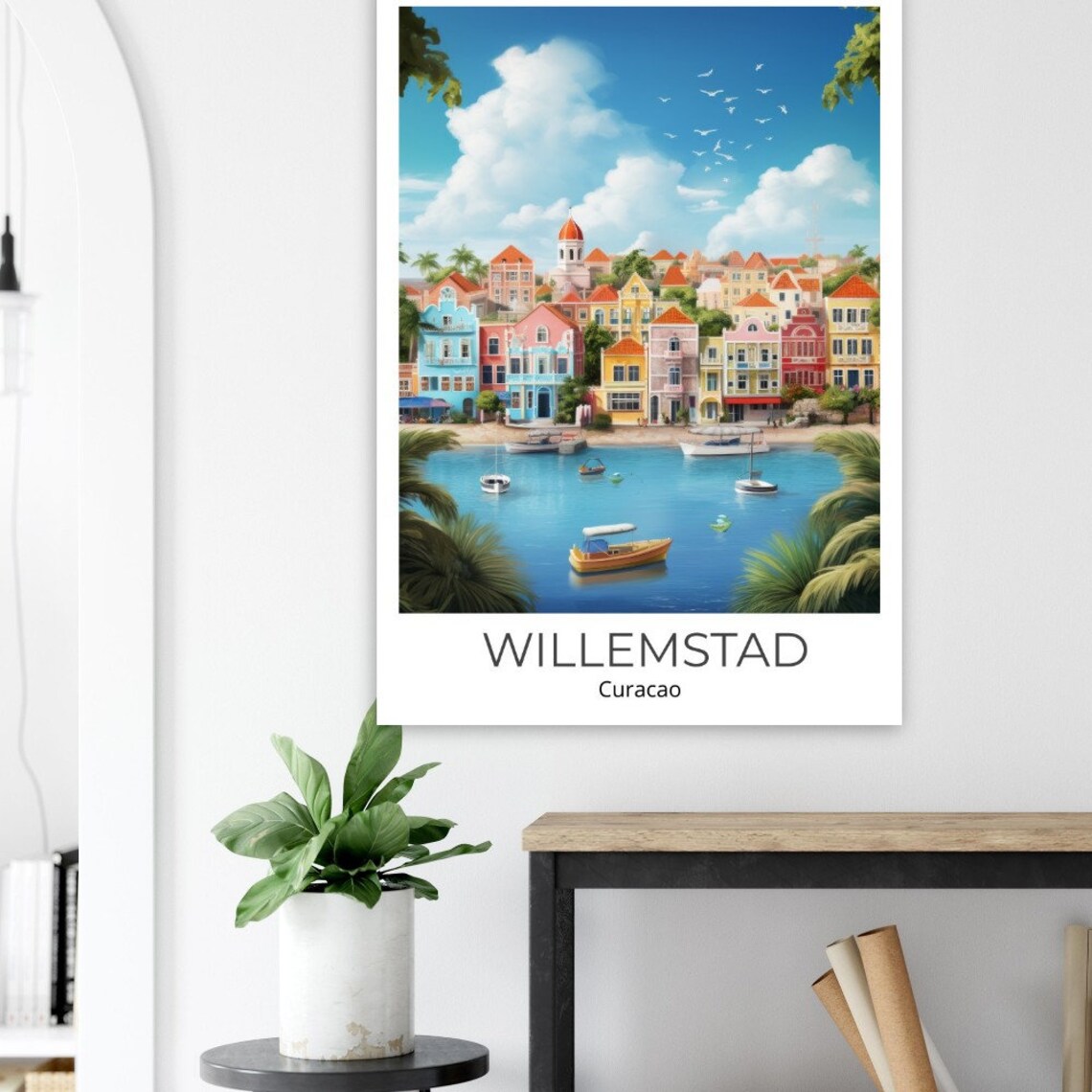 Willemstad Curacao Colorful Waterfront Houses Caribbean Poster - Image 4
