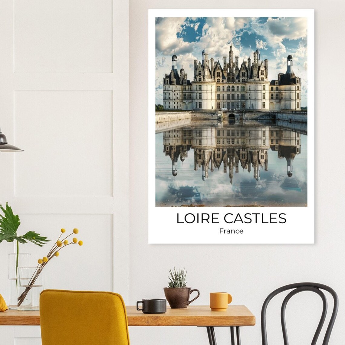 Loire Castles Chambord Travel Poster France Grand Chateau Reflection - Image 4