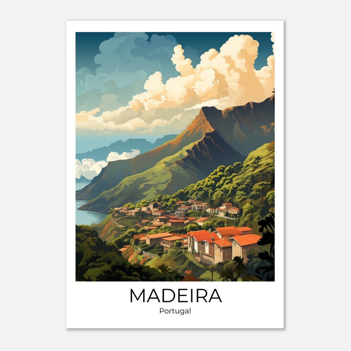 Madeira Portugal Vintage Travel Poster Madeira Print Travel Print Wall Art Travel Print Travel Poster - Image 4