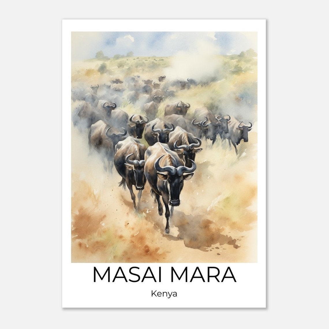 Masai Mara National Park Watercolor Travel Poster Kenya Wall Art Africa Travel Print Kenya Kenya Wall Decoration - Image 2
