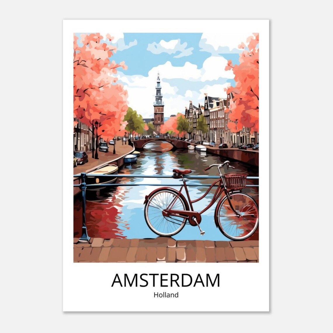 Amsterdam Travel Poster Amsterdam City Print Holland Travel Poster Amsterdam Gift Amsterdam Souvenir Amsterdam Wall Decoration City Print