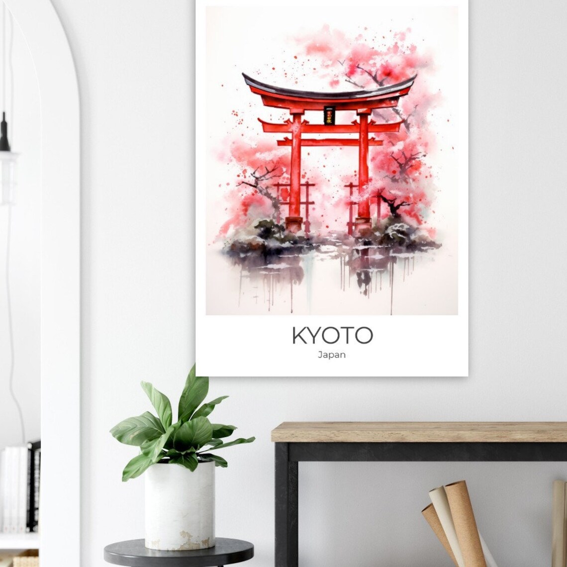 Kyoto Red Torii Gate Cherry Blossom Water Japan Travel Poster - Image 4
