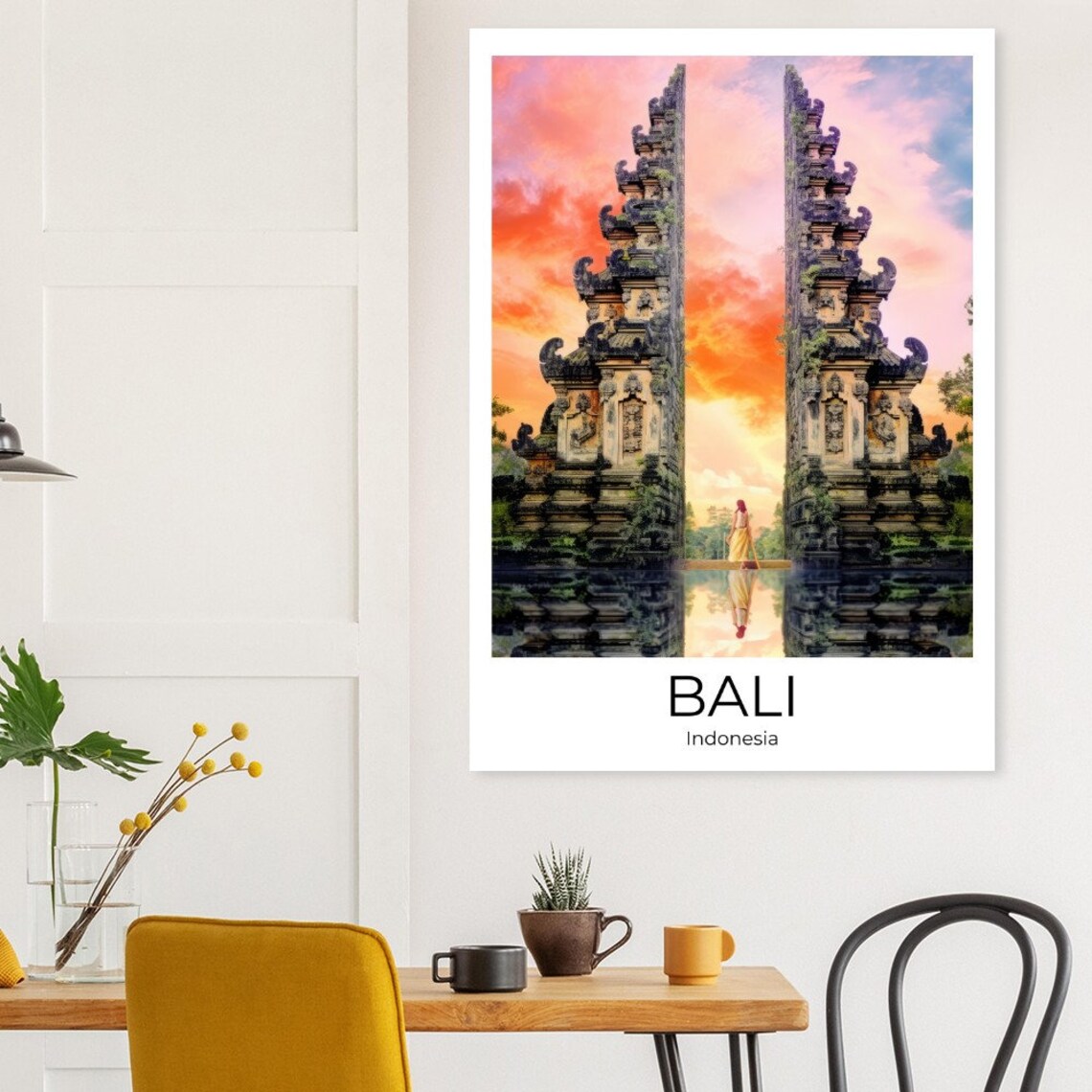 Bali Indonesia Gates of Heaven Temple Sunset Travel Art Poster - Image 2