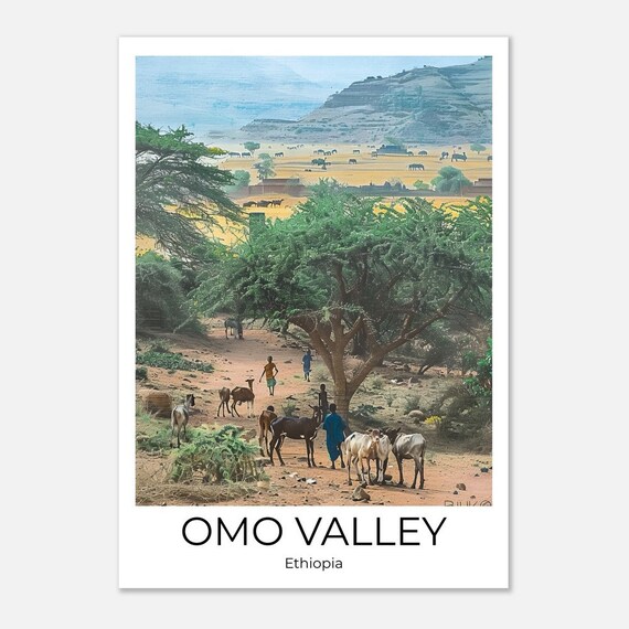Ethiopia Omo Valley Travel Poster Ethiopia Wall Art Ethiopia Travel Ethiopia Ethiopia Wall Decoration