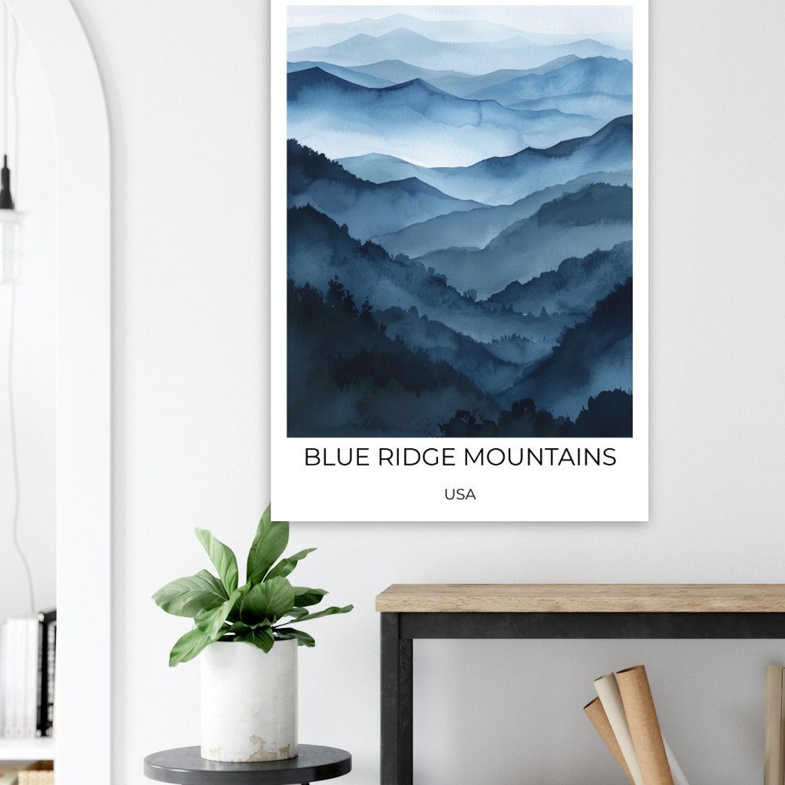 Blue Ridge Mountains USA Misty Layered Peaks Blue Tones Nature Poster - Image 2