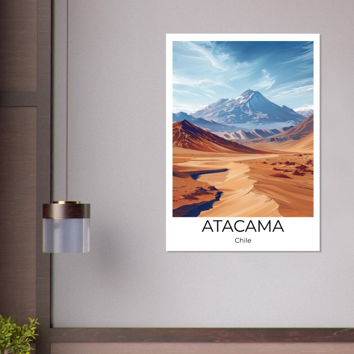 Atacama Chile Desert Valley Snowcapped Volcano Dunes Travel Poster - Image 4