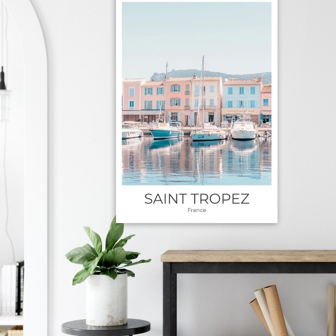 Saint Tropez Pastel Harbor Blue Shutters France Travel Poster - Image 4