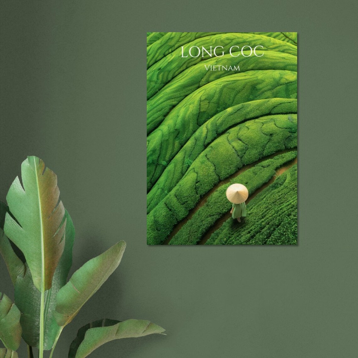 Long Coc Vietnam Terraced Tea Hills Aerial Green Waves Travel Poster - Image 3