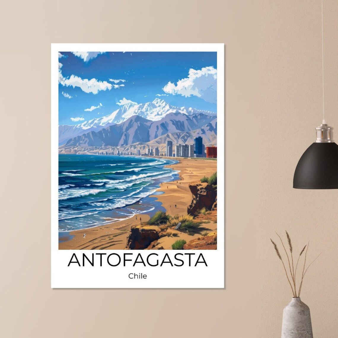 Antofagasta Chile Beach City Skyline Mountain Coast Travel Poster - Image 3