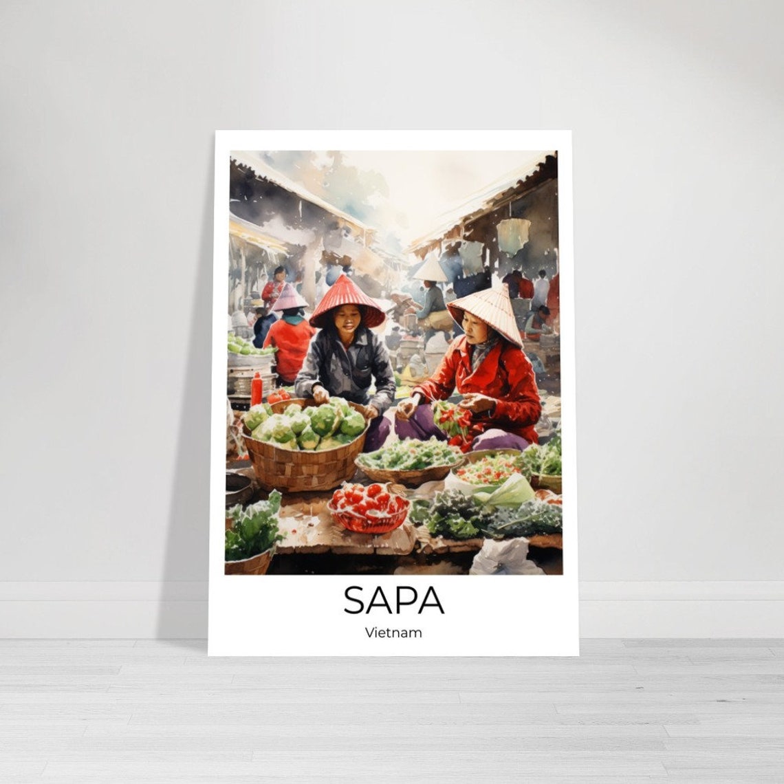 Sapa Watercolor Travel Poster Of Vietnam Wall Art Vietnam Travel Vietnam Sapa Wall Decoration