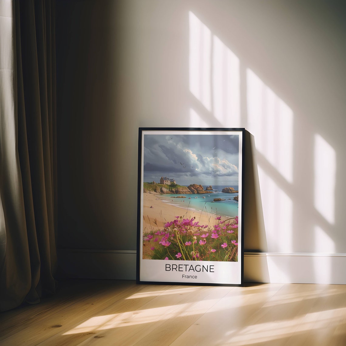 Bretagne France Plage des Amiets Beach Flowers Travel Poster - Image 4
