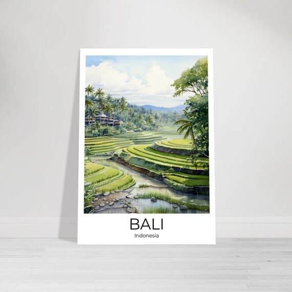 Bali Watercolor Travel Poster Karangasem Wall Art Bali Travel Print Bali Wall Decoration