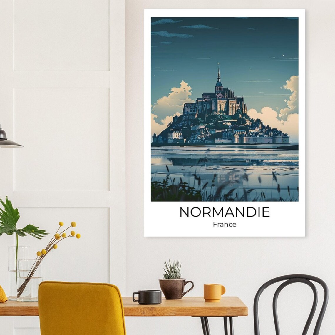 Mont Saint Michel Normandy France Twilight Reflection Travel Poster - Image 2