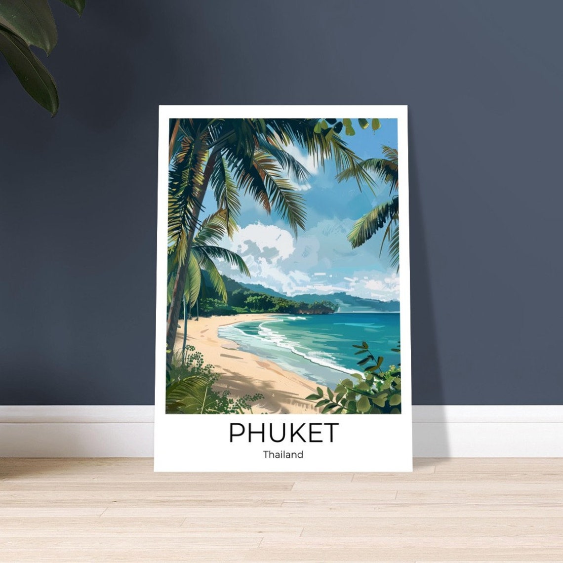 Phuket Thailand Palm Framed Sandy Beach Turquoise Sea Poster - Image 3