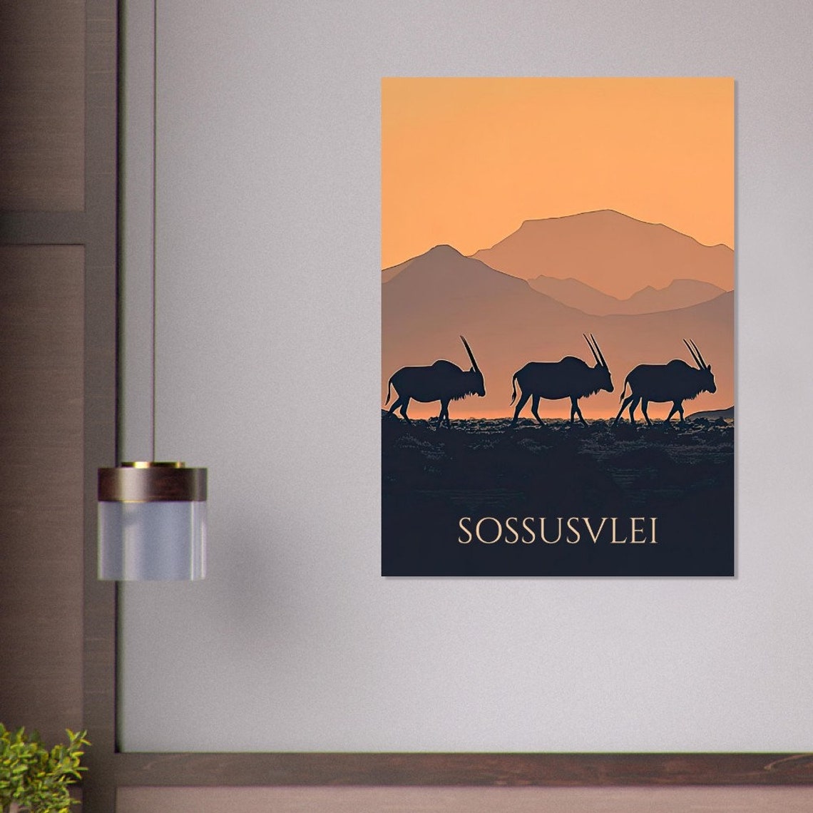 Sossusvlei Namibia Oryx Antelope Sunset Dune Silhouette Poster - Image 2