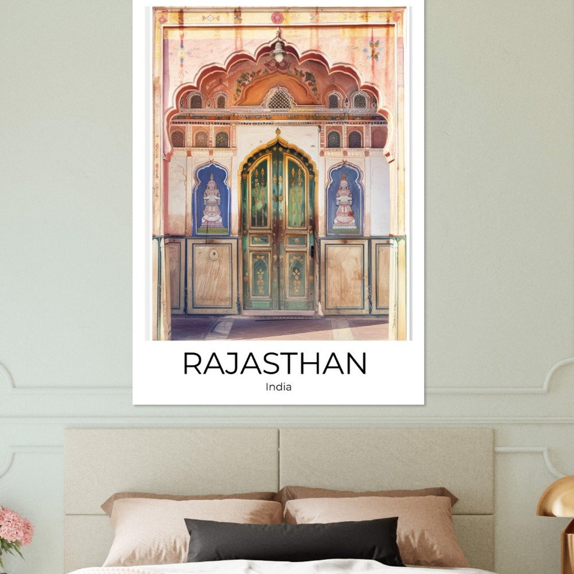 Rajasthan India Ornate Palace Doorway Painted Archway Travel Poster - Image 2