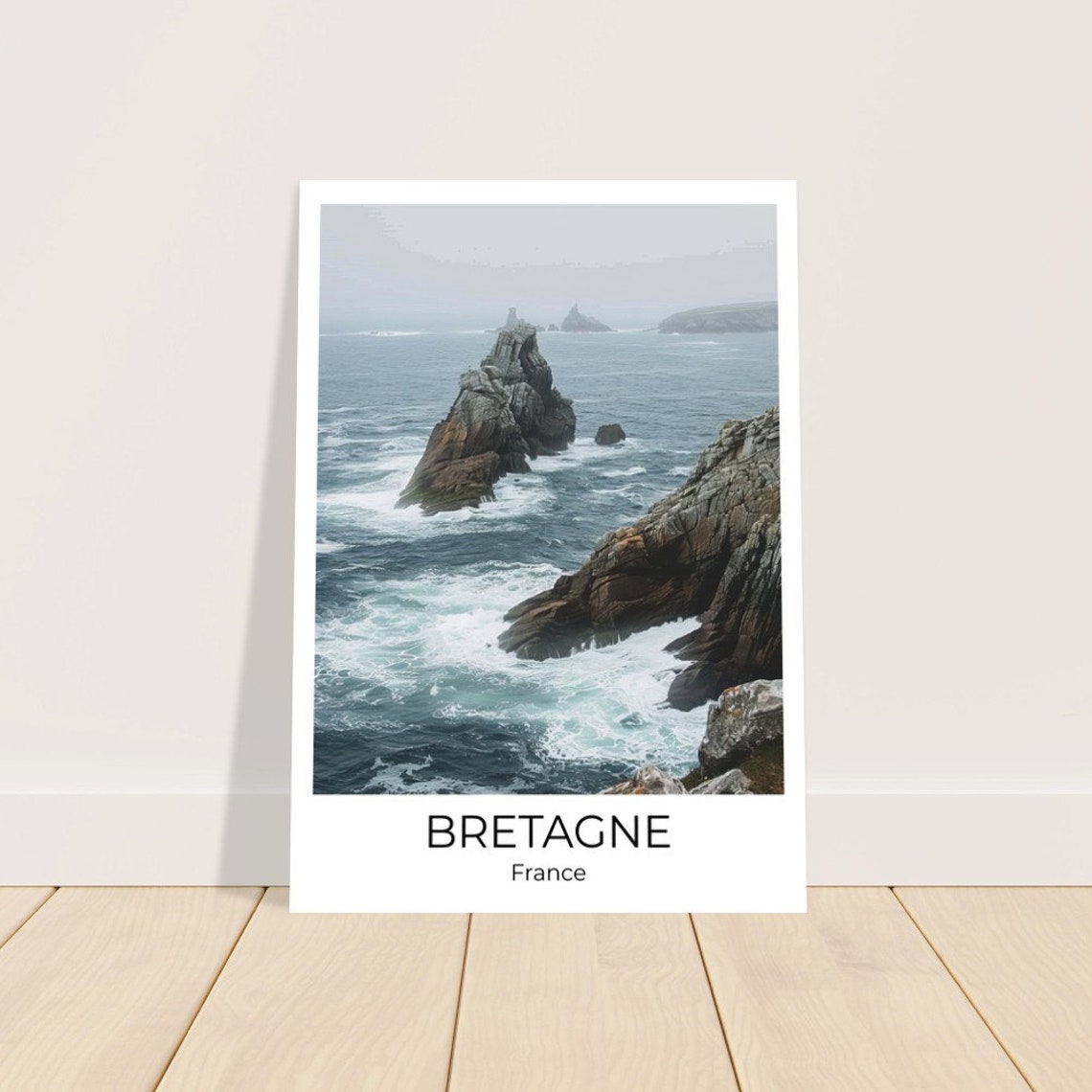Bretagne Wild Rocky Coastline Crashing Waves France Travel Poster - Image 4