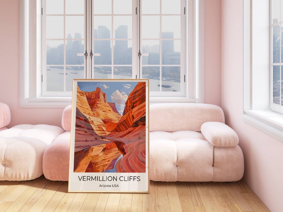 Vermillion Cliffs Arizona Red Rock Canyon Reflection Travel Poster - Image 4