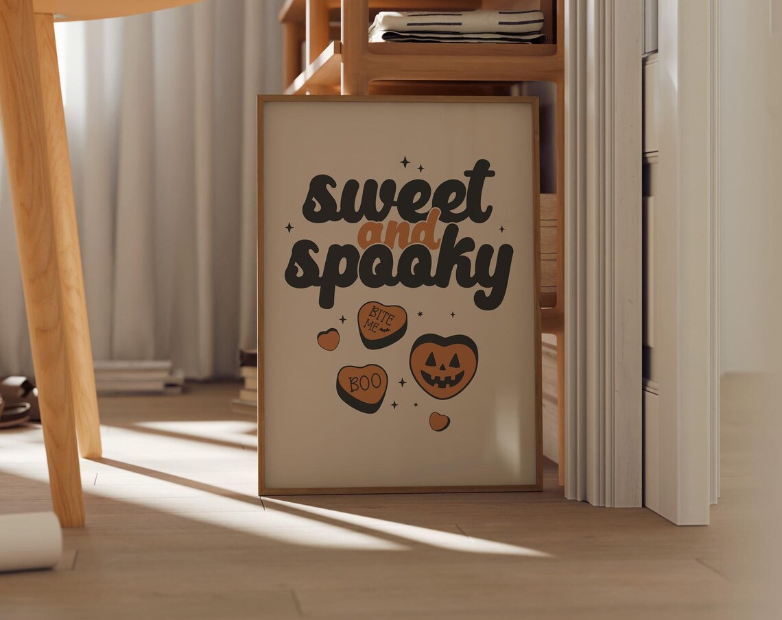 Sweet and Spooky Retro Lettering with Candy Halloween Poster - Image 2