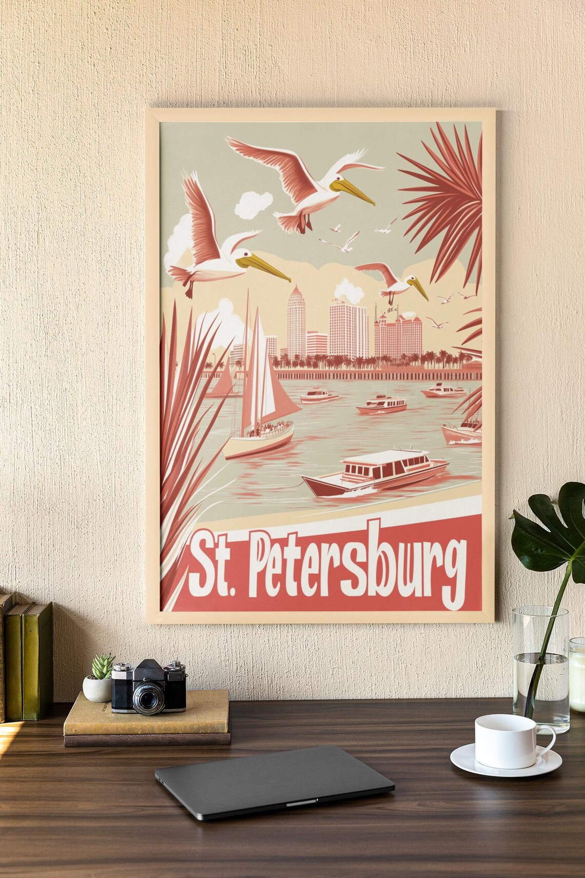 St Petersburg Vintage Travel Poster, Pelican Cityscape