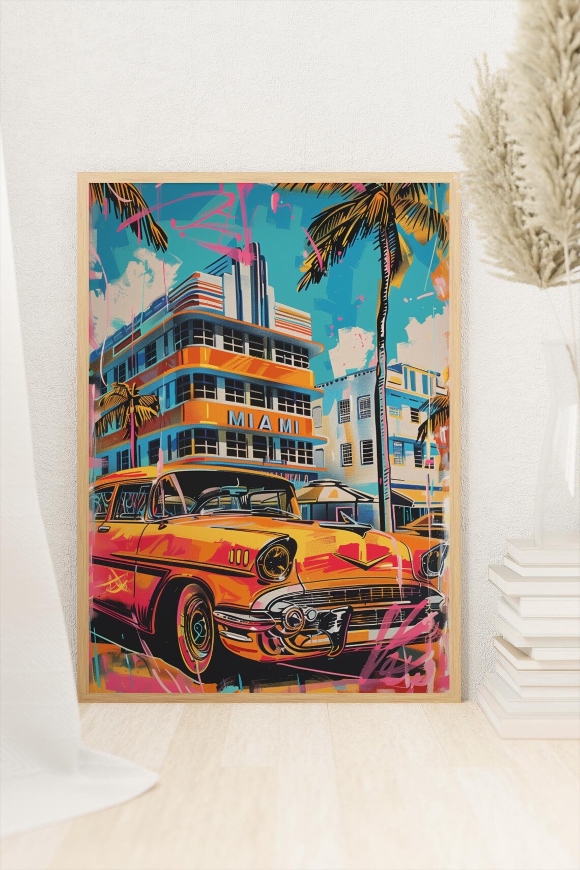 Miami Art Deco Poster, Ocean Drive Travel Poster
