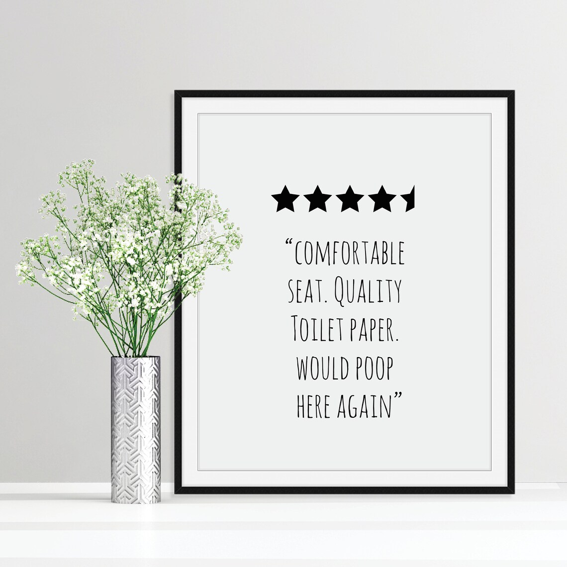 Would Poop Here Again Funny Bathroom Quote Five Star Review Print