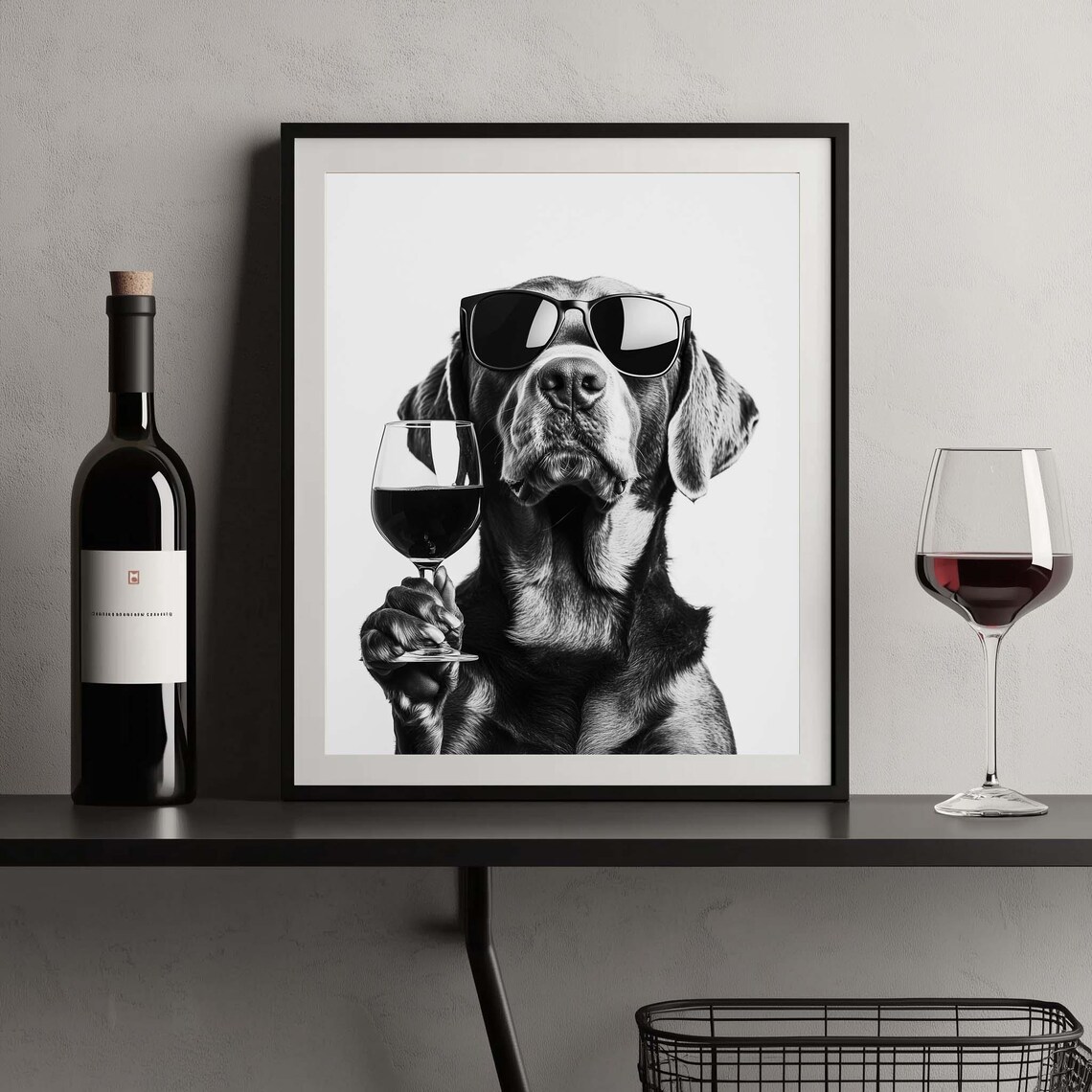 Chesapeake Bay Retriever in Sunglasses Holding Wine Glass Funny Poster - Image 2