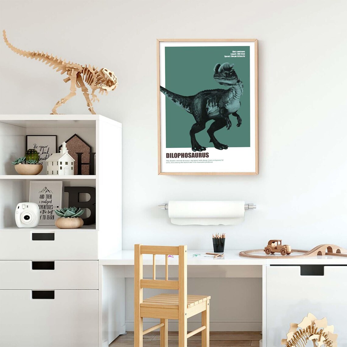 Dilophosaurus Educational Dinosaur Facts Kids Nursery Decor Poster - Image 2