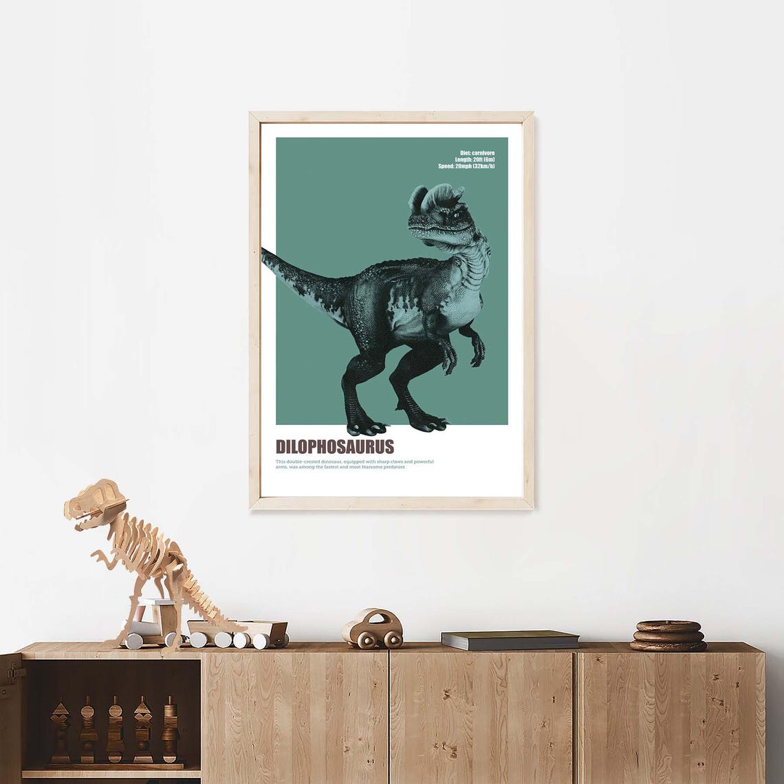 Dilophosaurus Educational Dinosaur Facts Kids Nursery Decor Poster - Image 3