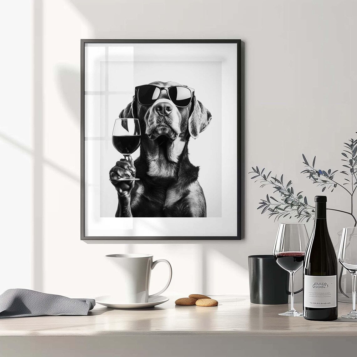 Chesapeake Bay Retriever in Sunglasses Holding Wine Glass Funny Poster - Image 3