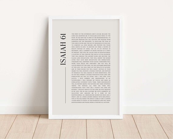 Isaiah 61 Full Chapter Minimalist Typography Scripture Poster