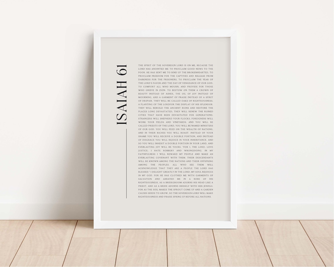 Isaiah 61 Niv Print Christian Bible Verse Wall Art