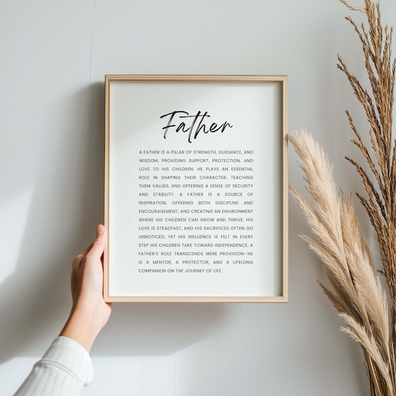 Father Definition Typography Dad Tribute Minimalist Home Decor Print