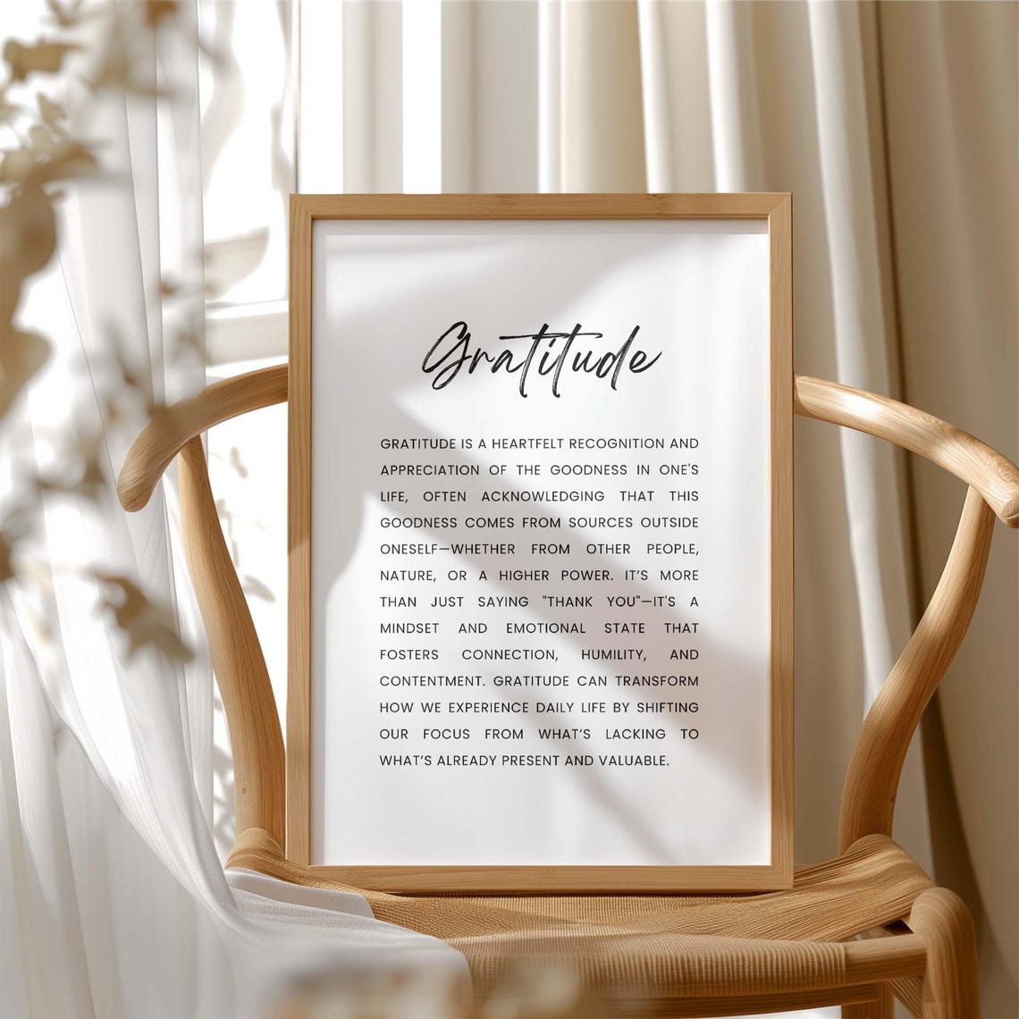 Gratitude Definition Script Typography Minimalist Home Decor Poster