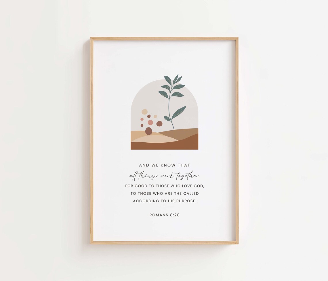 Romans 8:28, Vintage Bible Verse Art Print