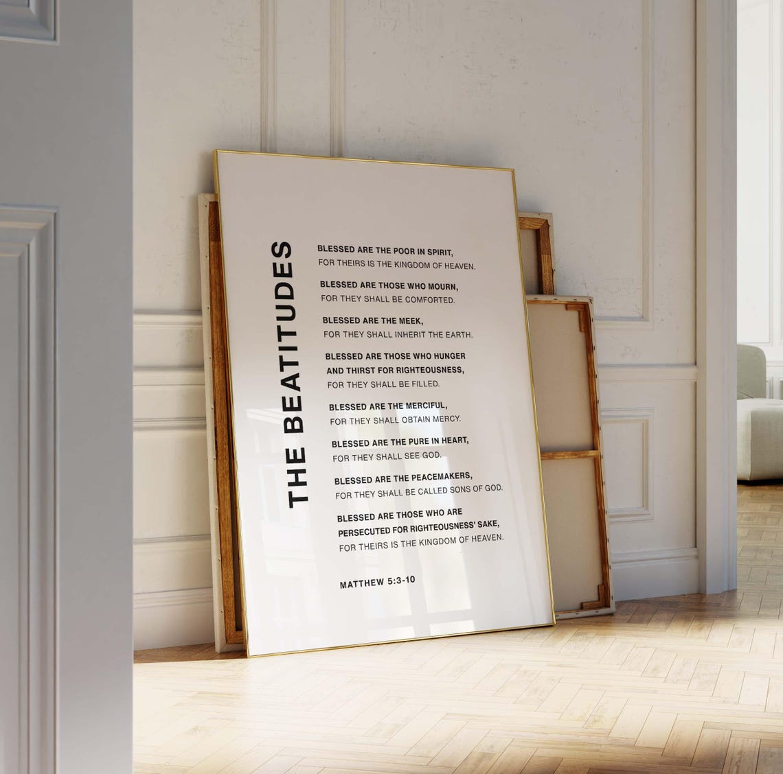 The Beatitudes Matthew 5 Minimalist Scripture Typography Poster