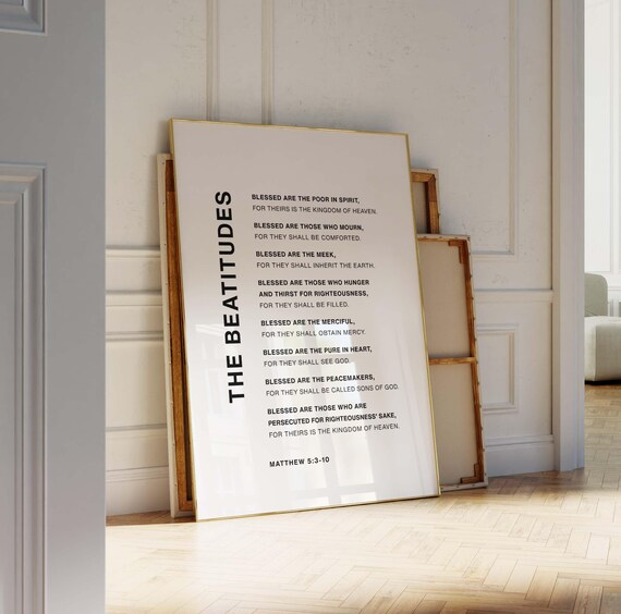 The Beatitudes Matthew 5 Minimalist Scripture Typography Poster