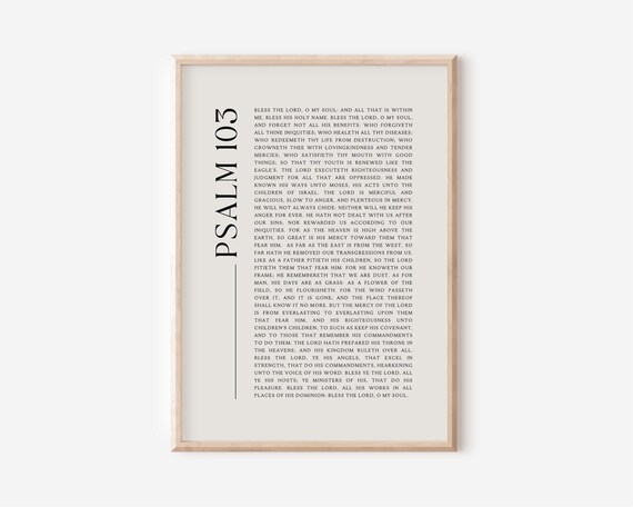 Psalm 103 Full Chapter KJV Bible Verse Typography Classic Faith Poster