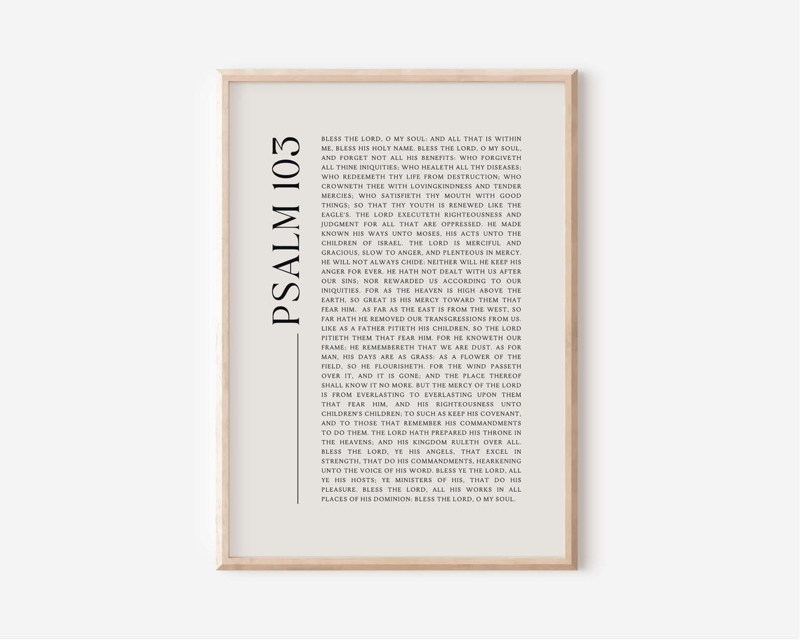 Psalm 103 Full Chapter KJV Bible Verse Typography Classic Faith Poster