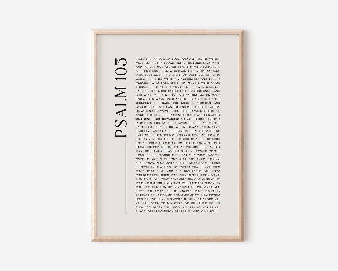 Psalm 103 Kjv Bible Verse Print Christian Home Decor