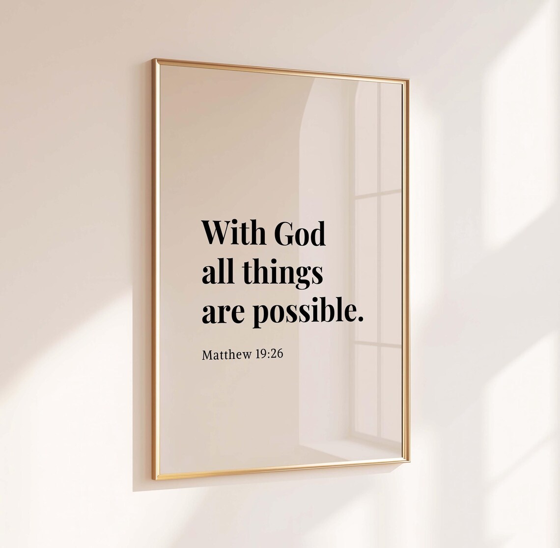 Matthew 1926 With God All Things Are Possible Bible Verse Wall Art Minimalist Scripture Modern Christian