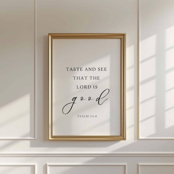 Psalm 348 Taste And See That The Lord Is Good Christian Wall Art Scripture Modern Minimalist Verse