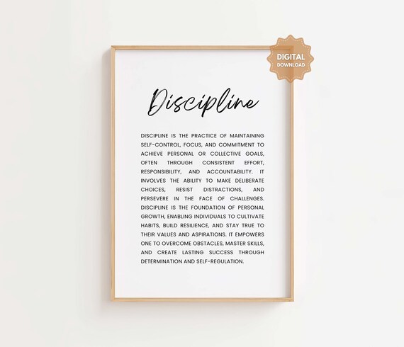 Discipline Definition Motivational Wall Art Print
