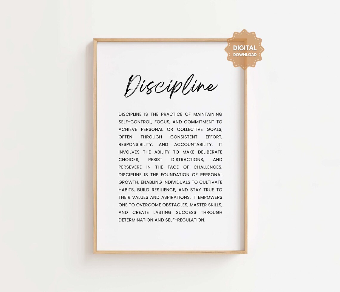 Discipline Definition Motivational Wall Art Print